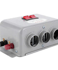 Kick The Winter Chill Fast With Compact 12V Car Heater 400W To 600W Dual Gear Switch triple air outlets with gray housing.