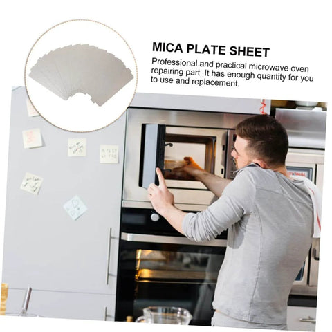 Six Piece Microwave Waveguide Mica Sheet Insulation Covers Set, man installing protective shield in microwave oven