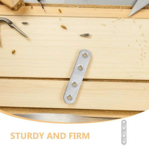 40Pcs Stainless Steel Flat Straight Braces Set With Precision Flat Design And Smooth Surface Finish on wooden surface