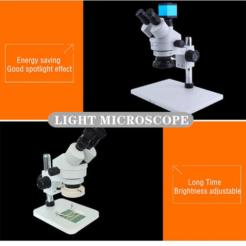 Pro Grade Microscope LED Ring Light Illuminator with adjustable brightness on stereo microscope setup.