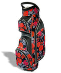 Monaco Collection 14 Way Ladies Golf Bag With Insulated Cooler Pocket Lightweight Cart Bag Rain Hood Red Roses Floral Design