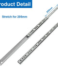 Product detail showing stretch of 12 Inch Narrow Drawer Slides Two Way Ball Bearing Slim Metal Drawer Rails 205mm