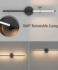 Set Of Two 28 Inch Black Linear Wall Sconce Hardwired 3000K Warm Led Light Fixture 360 Degree Swivel Top Shelf Accent Lamp Quick Hookup For Living Room Bedroom And Hallway