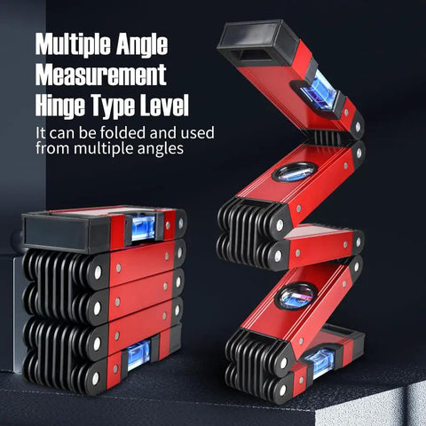 28 Inch Heavy Duty Folding Layout Level With Four Precision Bubble Vials Rock Solid Aluminum Frame Built Tough For Job Site Framing Multi Angle Hinge Snaps Flat For Dead Easy Storage And Quick Square Checks