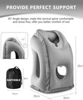Inflatable Travel Pillow With Chin Support And Eye Mask Earplugs All In One Ergonomic Neck Pillow For Airplanes displayed with bag