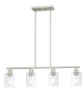 Four Light Modern Kitchen Island Pendant Light With Clear Glass Shades In Brushed Nickel Finish Farmhouse Style Hanging Fixture