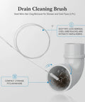 Heavy Duty Flexible Steel Drain Auger Knocks Stubborn Sink Clogs Dead with reusable nylon brush for deep pipe cleaning.