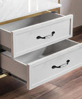 Open dresser drawers with 8 Pack Vintage Ceramic Marble Cabinet Pulls With 3.8 Inch Hole Centers White And Black Finish