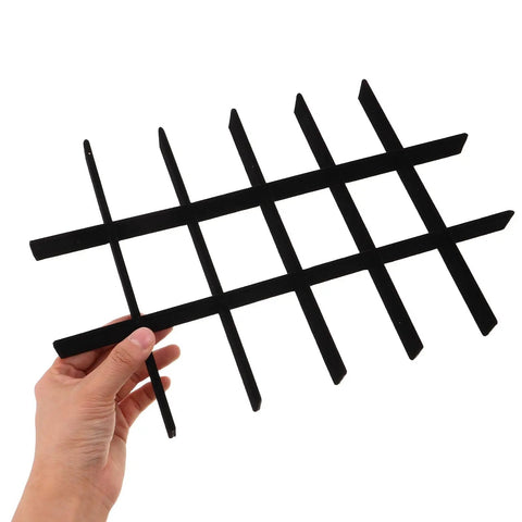 Slick Velvet Jewelry Dividers And Adjustable Drawer Inserts with black velvet construction, showing 18 slots for jewelry organization.