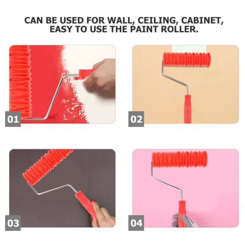 2 Pack Patterned Texture Paint Rollers With Cushioned Grips Crafted From Heavy Duty Rubber ideal for spreading drywall compound in action.