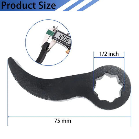 Dimensions of Pry Bar Wrench Adapter For 1/2 Inch Drive - Crowbar Adapter Head Fits 1/2 Inch Ratchets, 75 mm length shown