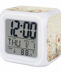 Solid Butterfly Floral Digital Alarm Clock With Silent Sleep Mode And Chill Nightlight Displaying Time Date And Temperature For Bedroom Or Desk Featuring Lowkey Vintage Accents And Squishy Buttons.