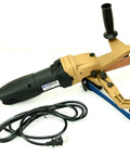 Badass Bbs-40a Pipe Polisher And Grinder Including 100 Sanding Belts Kit Variable Speed Belt Sander with blue belt, 7-inch pipe compatible.