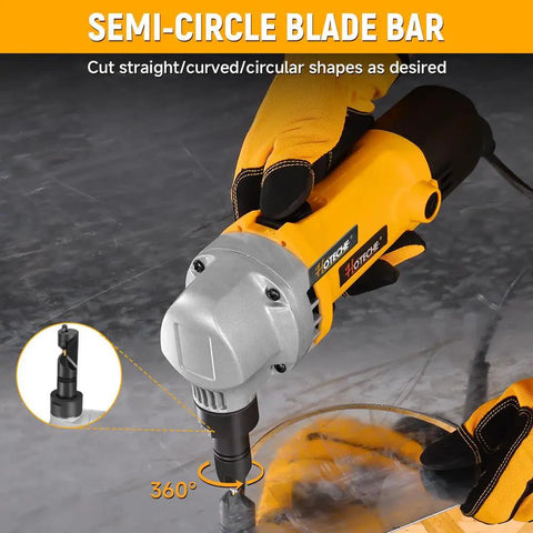 Hoteche 4.2amp Electric Sheet Metal Nibbler Tool For Cutting Steel Aluminum Up To 16 Gauge Precision Metalworking Power Tool with semi-circle blade bar.