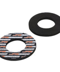 Two rubber dirt bike accessory rings, one with a racing logo, compatible with Universal Seven Eighths Inch 22mm Quick Twist Throttle Grips.