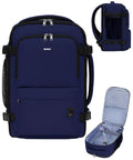 Go To Underseat Personal Item Travel Backpack With 10 Pockets And 180 Degree Opening 15.6 Inch Laptop Carry On Bag for Men And Women Navy Blue