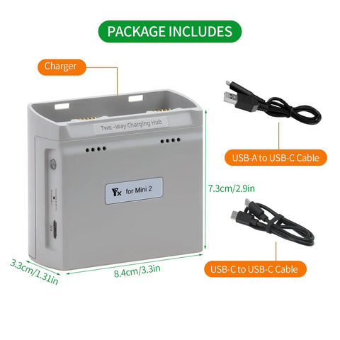 36W Multifunction Parallel Battery Charger For DJI Mini 4K, Mini 2, Mini 2 SE, And Mini SE Drone - package contents view