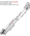 Dual 200N 45Lb Gas Struts For Heavy Lids, 10 Inch Soft Close Gas Spring Hinges with chrome plated silver finish, shown with measurements