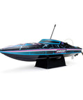 Recoil 2 18 Inch Brushless Shreddy RTR with Water-Cooled Motor and ESC Self-Righting Deep-V Hull on stand