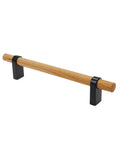 Black Wooden Drawer Pulls With Aluminum Base 7.09 Inch Length 5.04 Inch Hole Distance Two Pack Two Hole Cabinet Handles visible