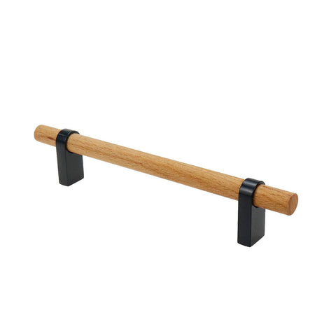 Black Wooden Drawer Pulls With Aluminum Base 7.09 Inch Length 5.04 Inch Hole Distance Two Pack Two Hole Cabinet Handles visible