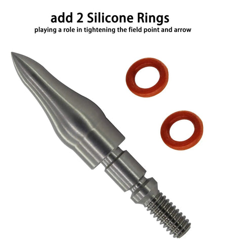Stainless Steel Screw In Archery Field Points 12 Pack With Silicone Rings for tougher targets and cleaner arrow flight