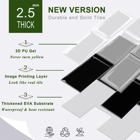 Subway Tile Peel And Stick Backsplash Star White Marble PVC Self-Adhesive Tiles with 2.5 mm thickness