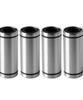 Rig Ready 4 Pack LM6LUU Linear Ball Bearings With 6mm Bore Nickel Finished Long Guide Sleeves in silver finish.