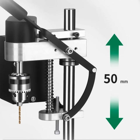 Compact Benchtop Drill Press For Wood And Metal With Seven Speeds And 0.6 To 6mm B10 Chuck showing height adjustment mechanism