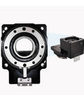 Built Tough Hollow Shaft Rotary Actuator Table Delivers Rock Solid 360 Degree Spin and Precision Harmonic Reducer Gear close-up.