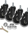 Badass 3 Inch Rubber Caster Wheels Set Of 4 With 3/8 Threaded Stem Heavy Duty Swivel Casters for furniture and workshop use.
