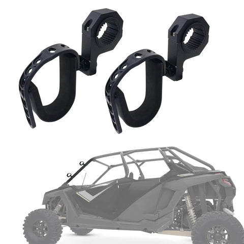 Two Pack Universal Roll Bar Gun Holder for UTVs and ATVs fits 1 to 2 inch round roll bars, shown with a Polaris RZR
