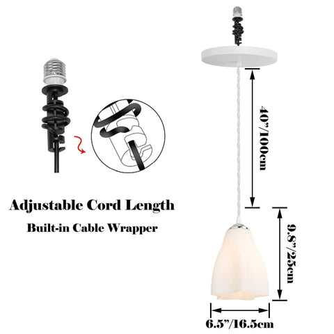 Kiven Instant Light Conversion Kit for 4/5/6inch Hole, 2-Light Glass Farmhouse Lighting pendant with adjustable cord length.