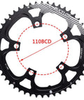 110 BCD Aluminum Bike Chainring Set With Pin 5 Bolt Double Round For Road Bikes 50T CNC machined aluminum chainring detail