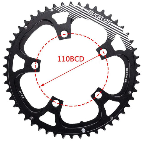 110 BCD Aluminum Bike Chainring Set With Pin 5 Bolt Double Round For Road Bikes 50T CNC machined aluminum chainring detail