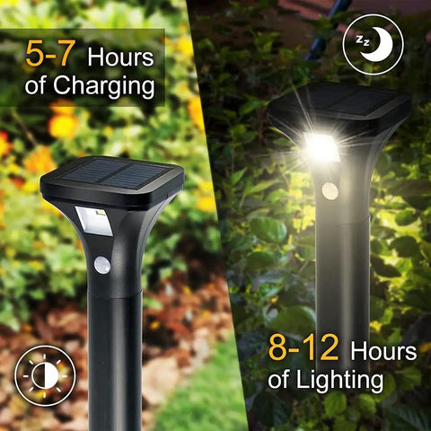 Solar Outdoor Lights With Motion Sensor For Yard And Garden Waterproof LED Pathway Lights with illumination at night