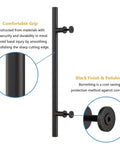 Heavy Duty 22 Inch Extra Long Pull Barn Door Handle Set In Frosted Black Finish Ergonomic Modern Round Design, side view