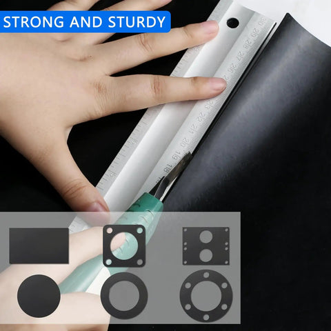 Cutting Solid Neoprene Rubber Strips Twelve Inches Wide By One Eighth Inch Thick By Forty Eight Inches Long for DIY projects