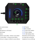 External USB Sound Card 7.1 Channel Audio Adapter with 3.5mm interface showing volume controls and multiple connection ports