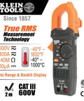 HVAC Pro Kit With Digital Clamp Meter Dual IR And Probe Thermometer And Dual Range Non Contact Voltage Tester With Flashlight For Fast Diagnostics And On The Job Electrical Testing displayed with electrical specifications and features.
