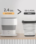 Comparison of Blue Light Portable Mini Washing Machine With 9L Folding Design and smaller competitor on a wooden surface