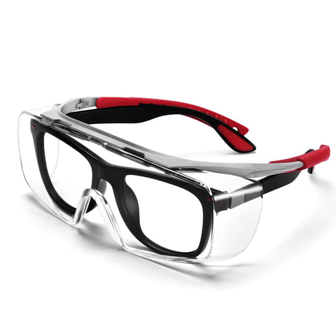 Over Glasses Safety Goggles With Anti Fog And Scratch Resistant Lenses ANSI Z87 Certified, TR90 frame, clear lens on white background