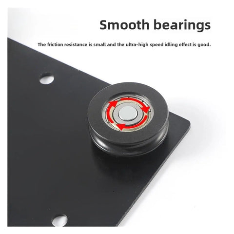 Close-up of heavy duty side mount ball bearing drawer slides with smooth bearings for full extension cabinets.