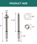 Heavy Duty 1/4 Inch By 3-1/4 Inch Concrete Anchor Bolts Stainless Steel Wedge Anchors 20 Pack with size dimensions