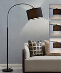 Arc Floor Lamp For Living Room With Fully Dimmable Stepless Brightness, No Fuss Adjustable Head, Tall Modern Black Standing Lamp Over Couch For Reading, Bedroom, Office, Bulb Included.