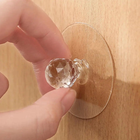 Installing a crystal knob from 4 Pack Round Cabinet Pulls And Drawer Knobs No Drill Invisible Door Handles For Furniture Glass Door Compatible Easy Install For Cabinets And Drawers Perfect For Any Kitchen And Cabinet Makeover