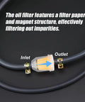 Full Throttle Fuel Pump Kit With Filter And Hose For Kohler Briggs Stratton Kawasaki Yamaha Lawn Mower Tractor Heavy Duty Small Engine Replacement showing inlet and outlet connections.