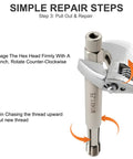 Back Tap Spark Plug Thread Repair Tool For M14x1.25 Stripped Threads shown with wrench engaging the hex head.
