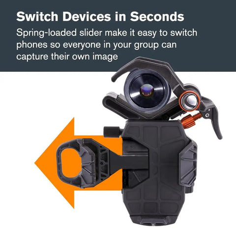NexYZ Universal Smartphone Adapter For Telescope Binoculars And Spotting Scopes With 3 Axis Alignment and spring-loaded slider
