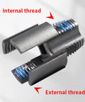 Close-up of Dope 4 In 1 Water Pipe Wrench And Pipe Threader Kit showcasing internal and external threading for PVC pipes.